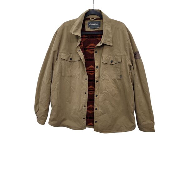 Eddie Bauer XL Aztec Blanket Fleece Line Jacket Shacket Snap Button Southwestern - Picture 1 of 14